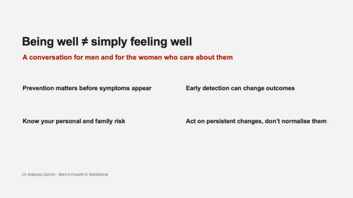 Health Talk with Adeola: MEN’S HEALTH & WELLBEING